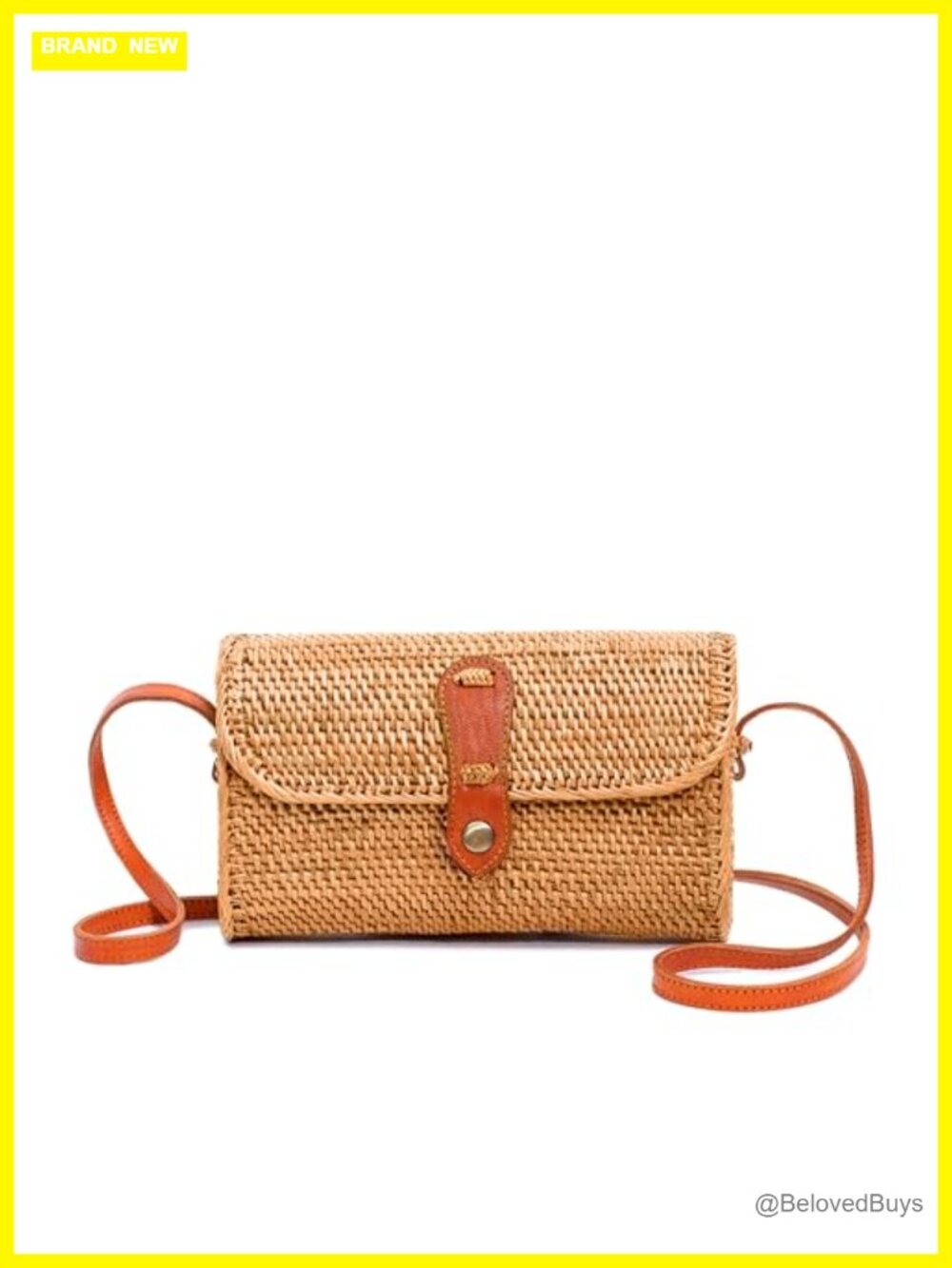 Handmade Round Rattan Crossbody Bag - Woven Wicker Purse - Boho Straw